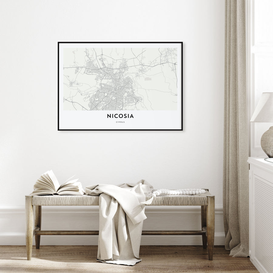 Nicosia Map Landscape Poster