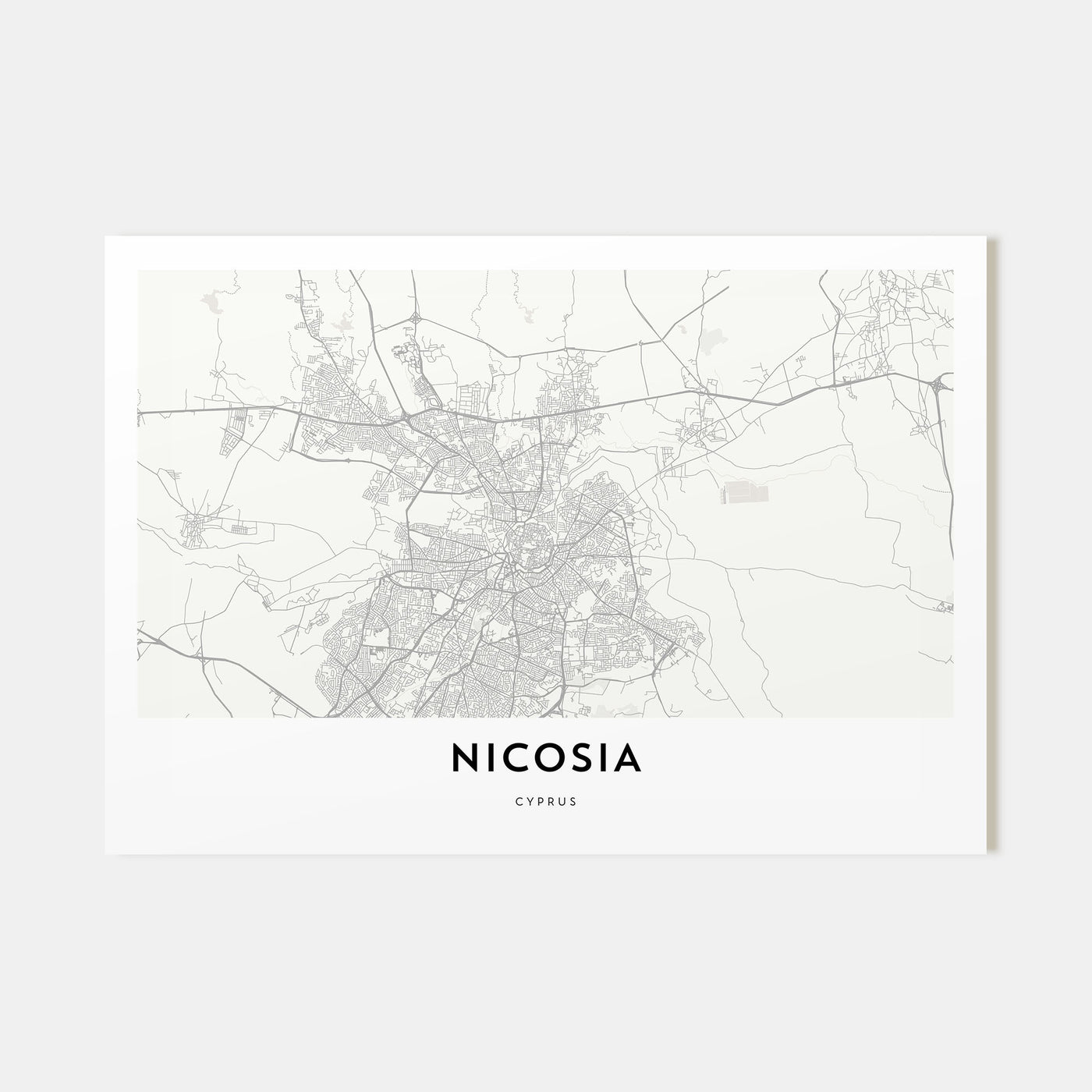 Nicosia Map Landscape Poster