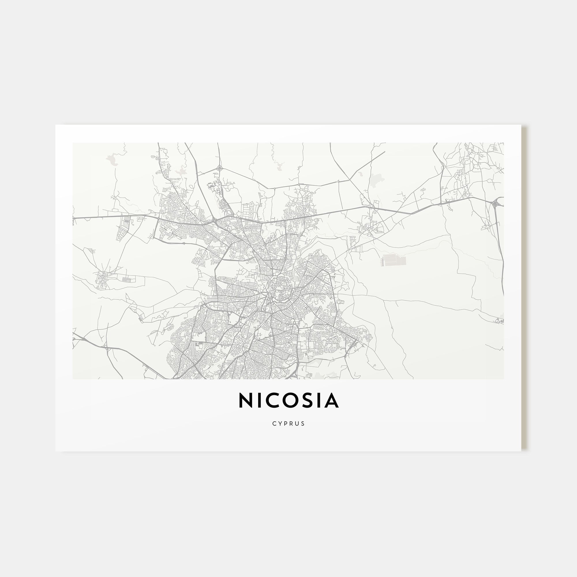 Nicosia Map Landscape Poster