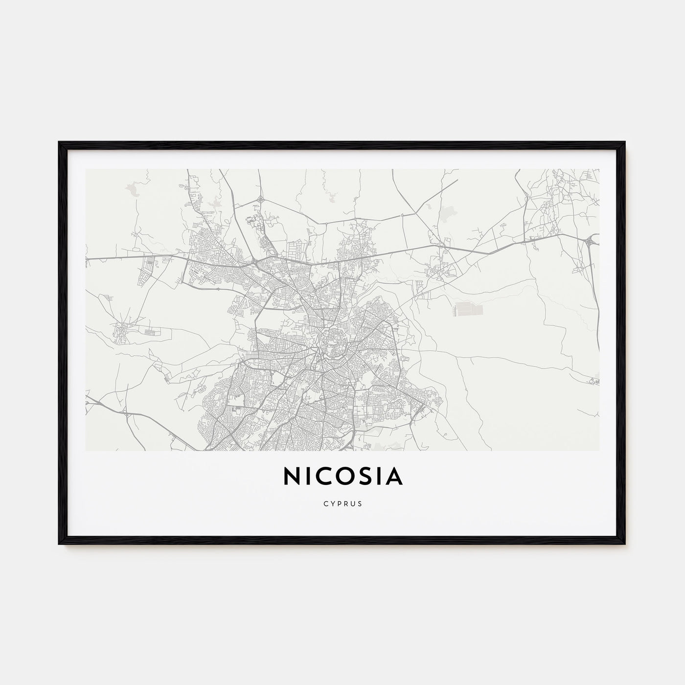 Nicosia Map Landscape Poster