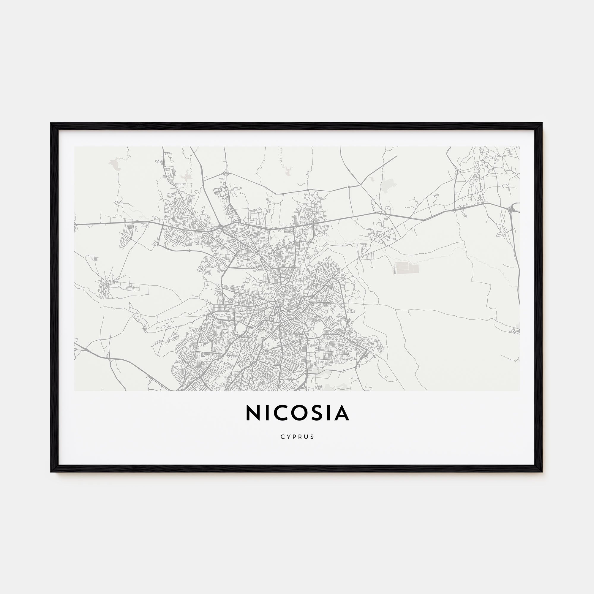 Nicosia Map Landscape Poster