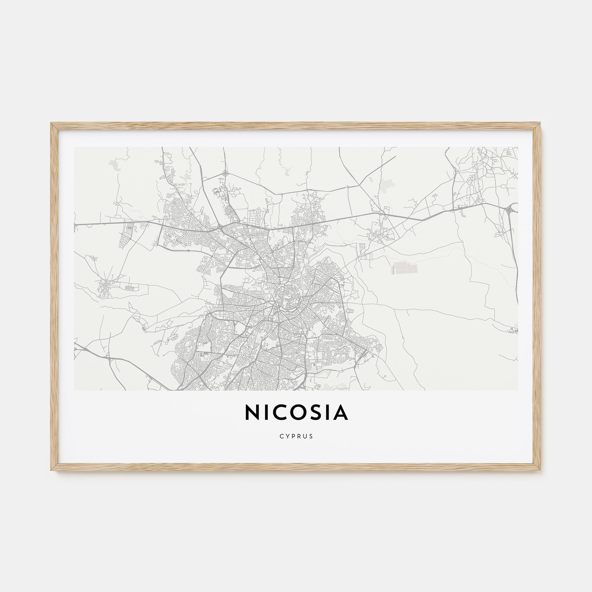 Nicosia Map Landscape Poster