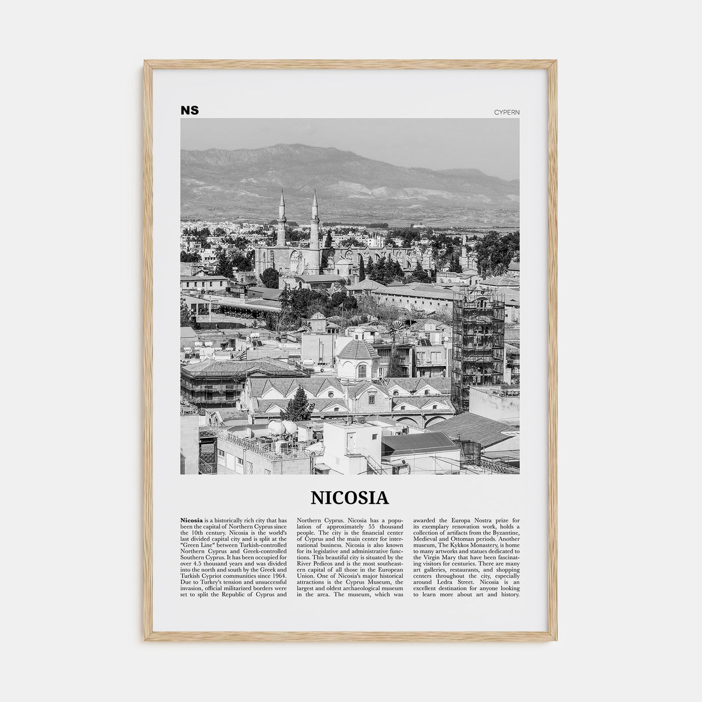 Nicosia Travel B&W Poster