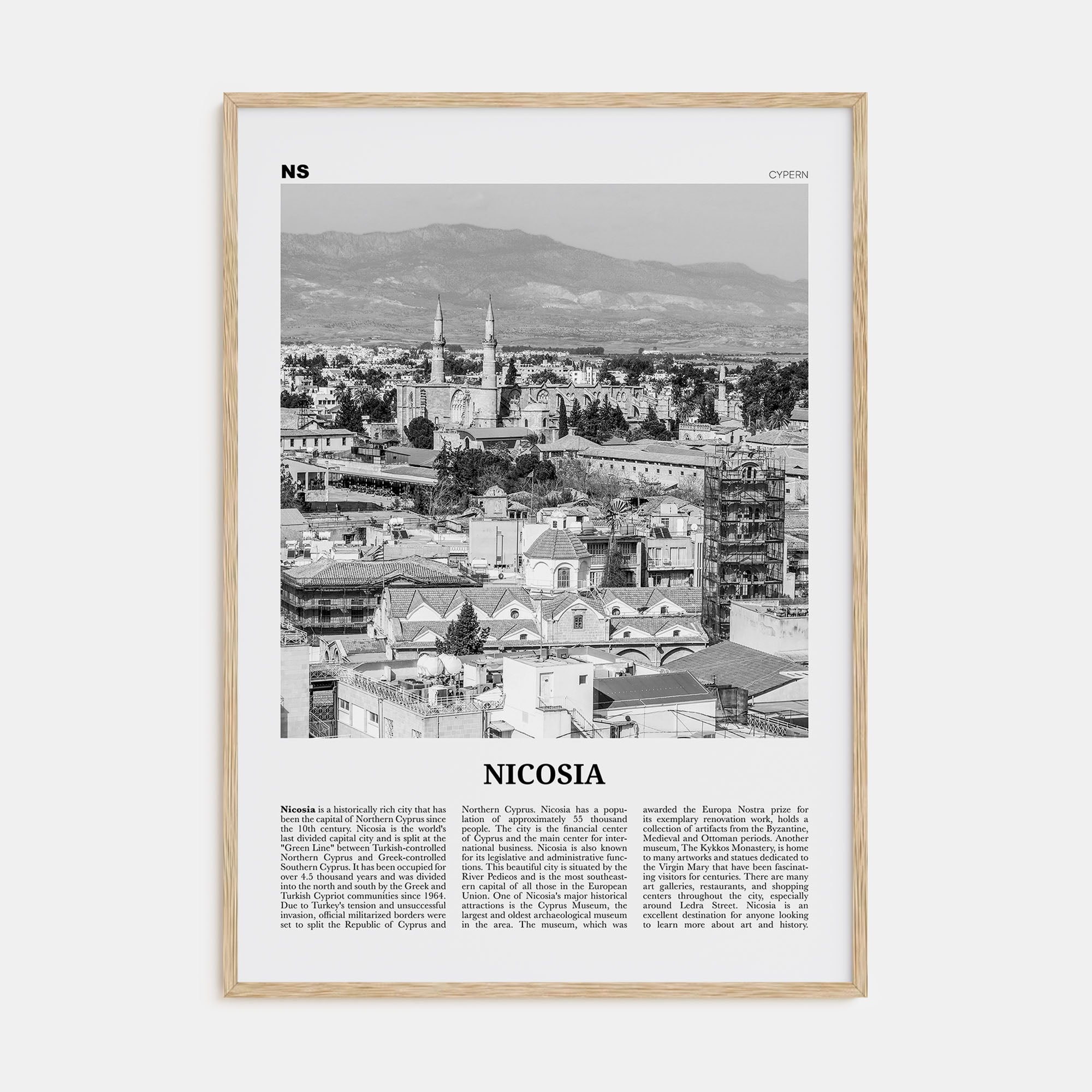 Nicosia Travel B&W Poster