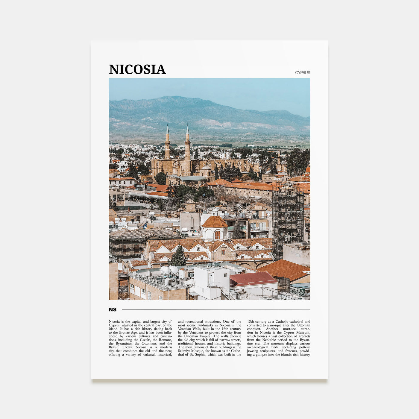 Nicosia Travel Color Poster