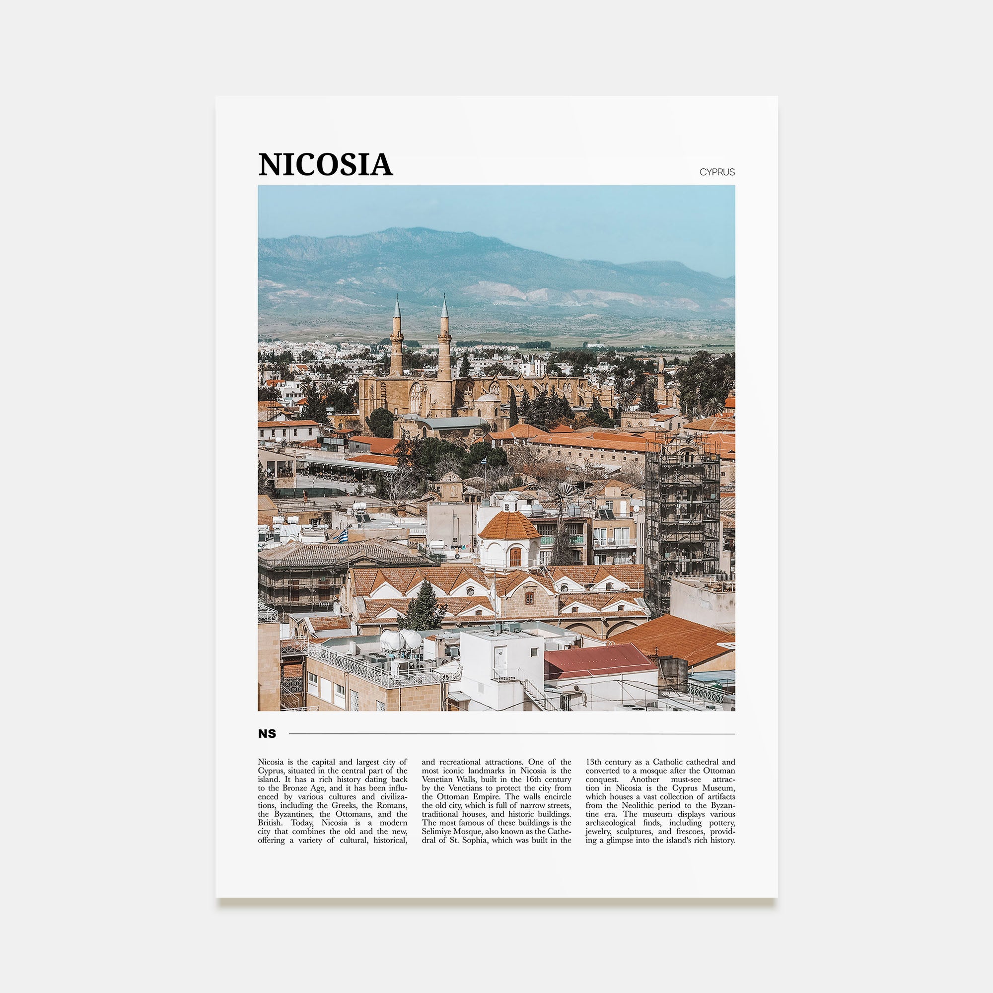 Nicosia Travel Color Poster