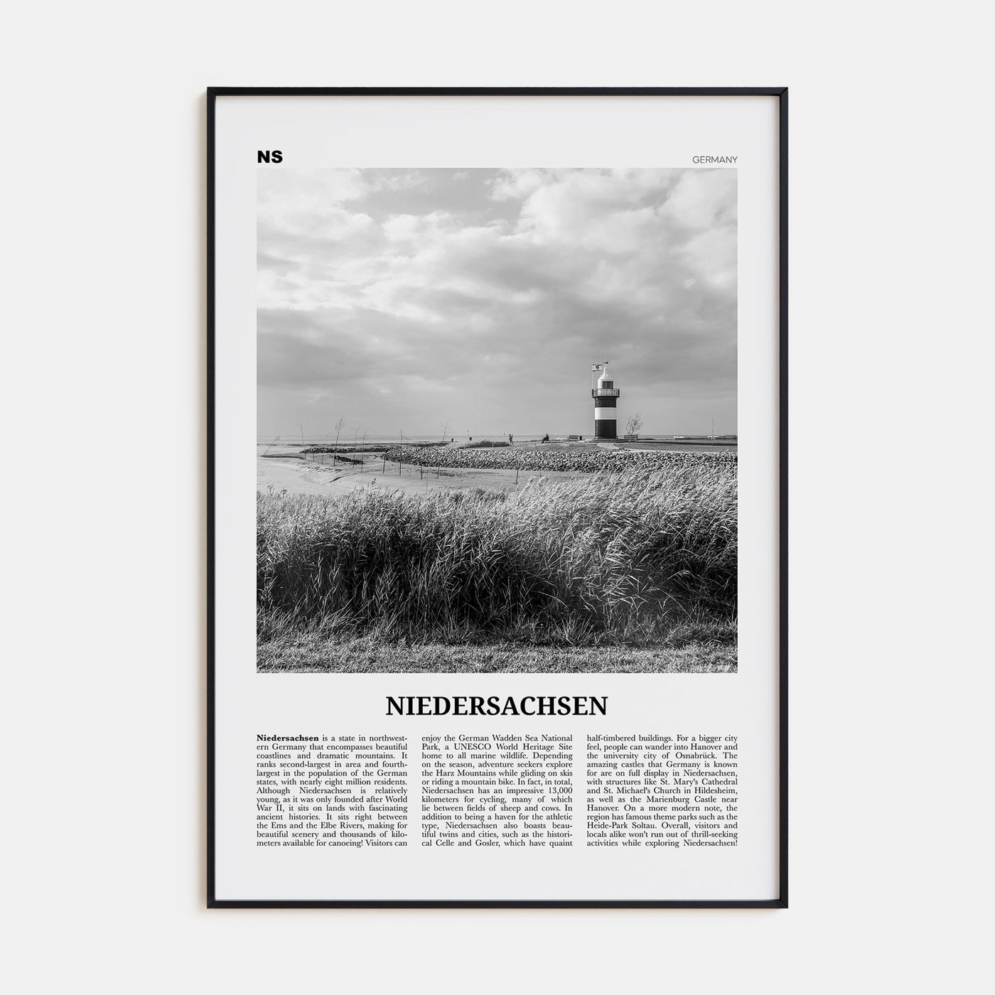 Niedersachsen Travel B&W Poster