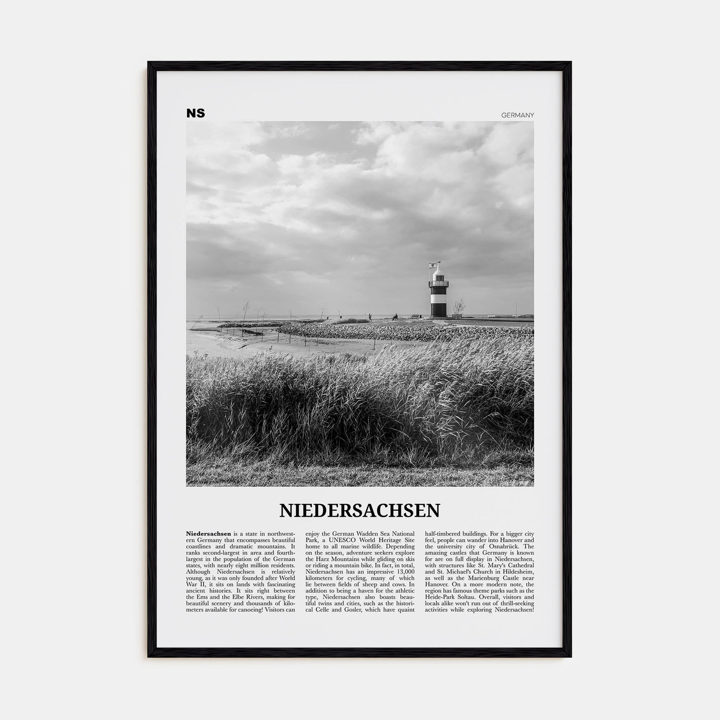 Niedersachsen Travel B&W Poster
