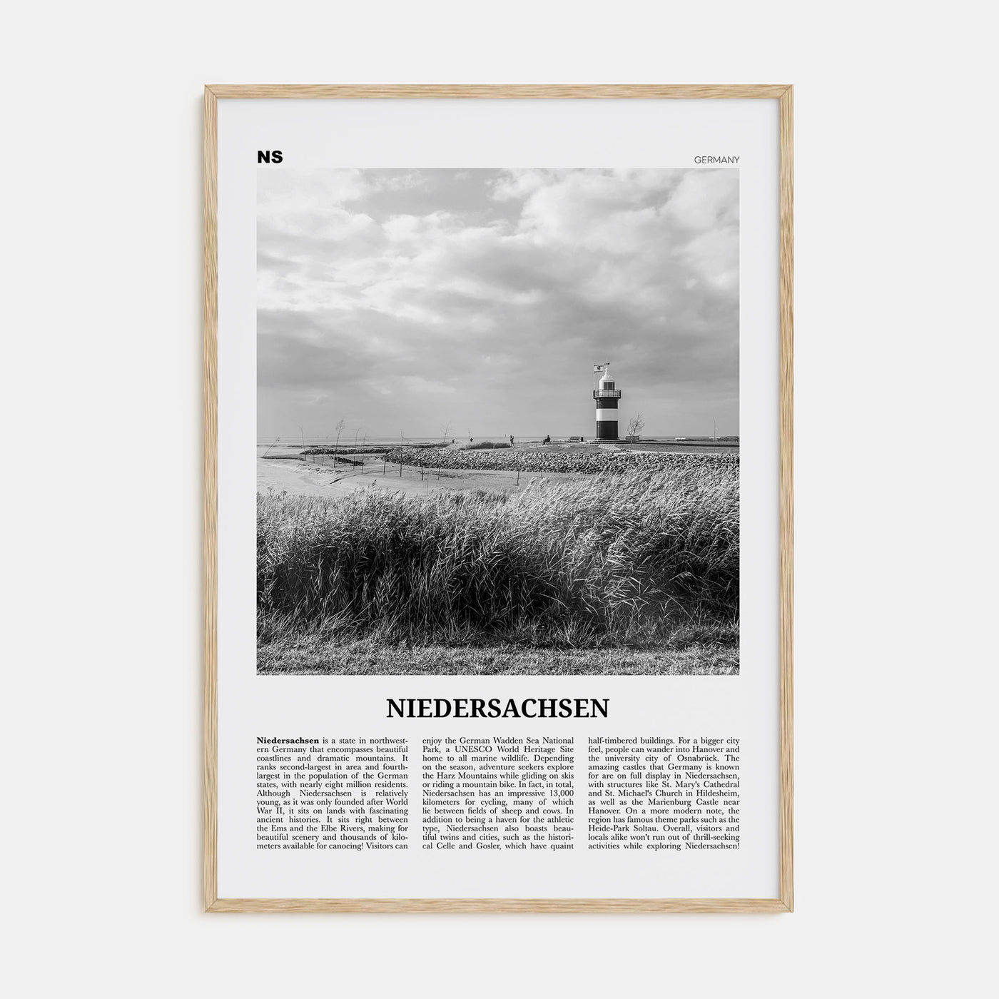 Niedersachsen Travel B&W Poster