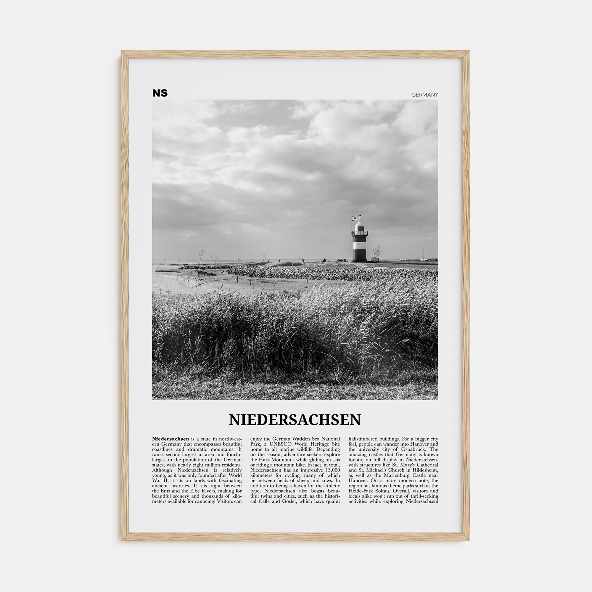 Niedersachsen Travel B&W Poster