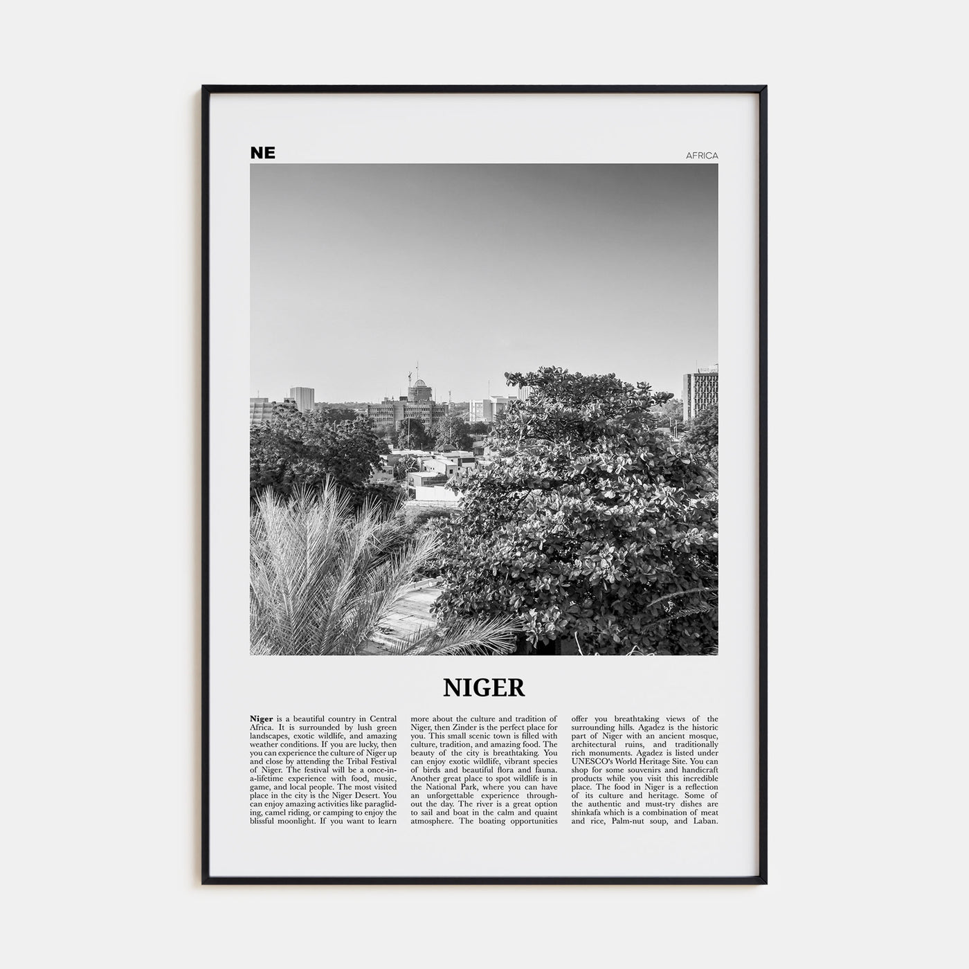 Niger Travel B&W Poster