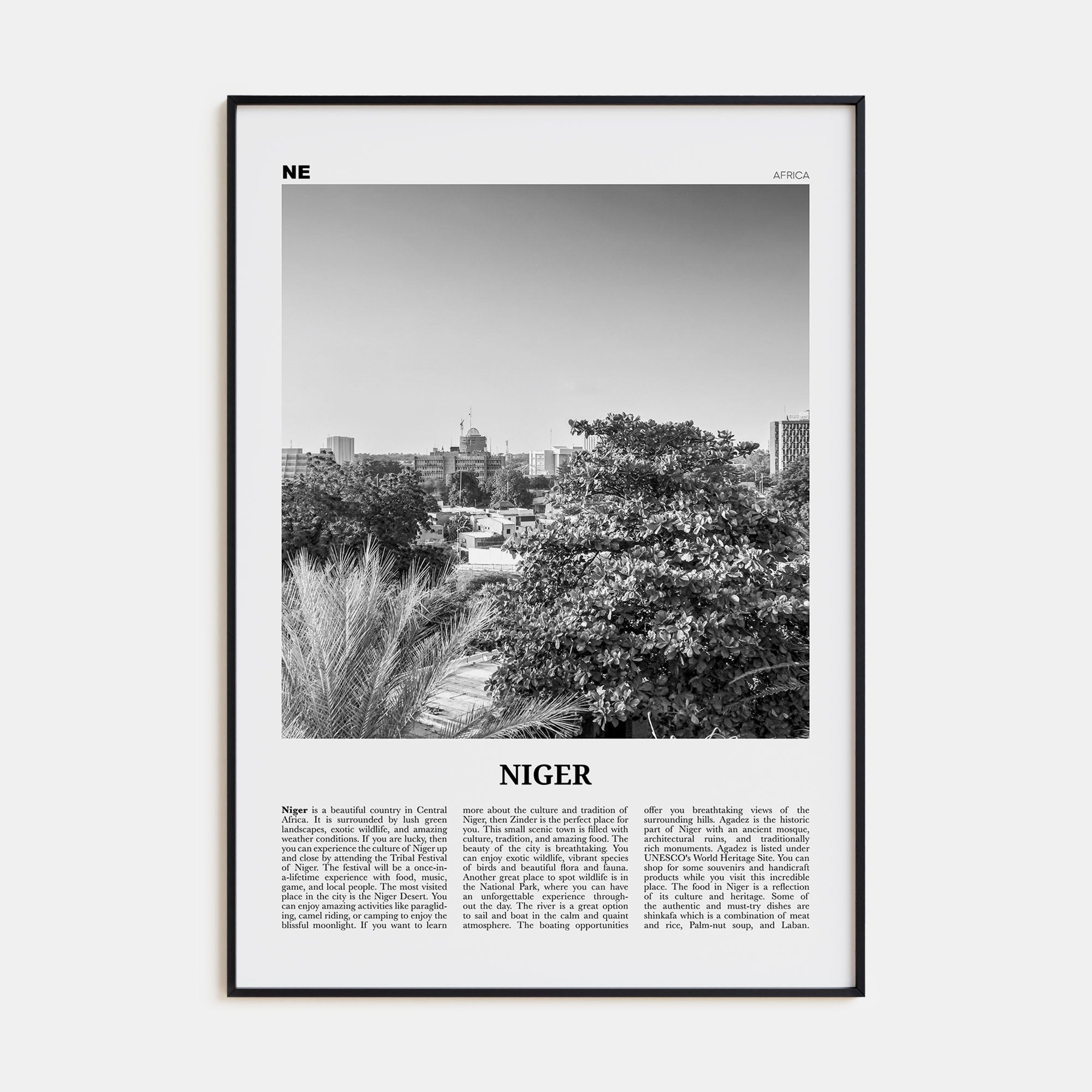 Niger Travel B&W Poster