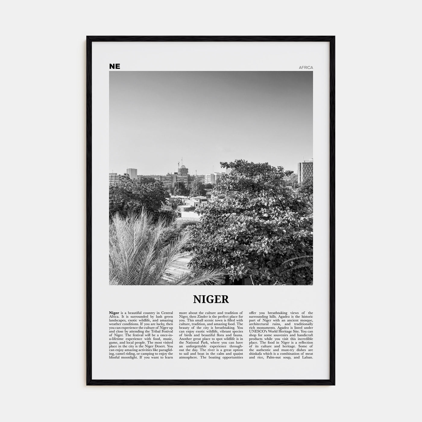 Niger Travel B&W Poster