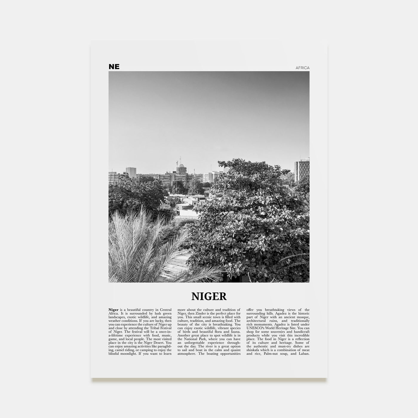Niger Travel B&W Poster
