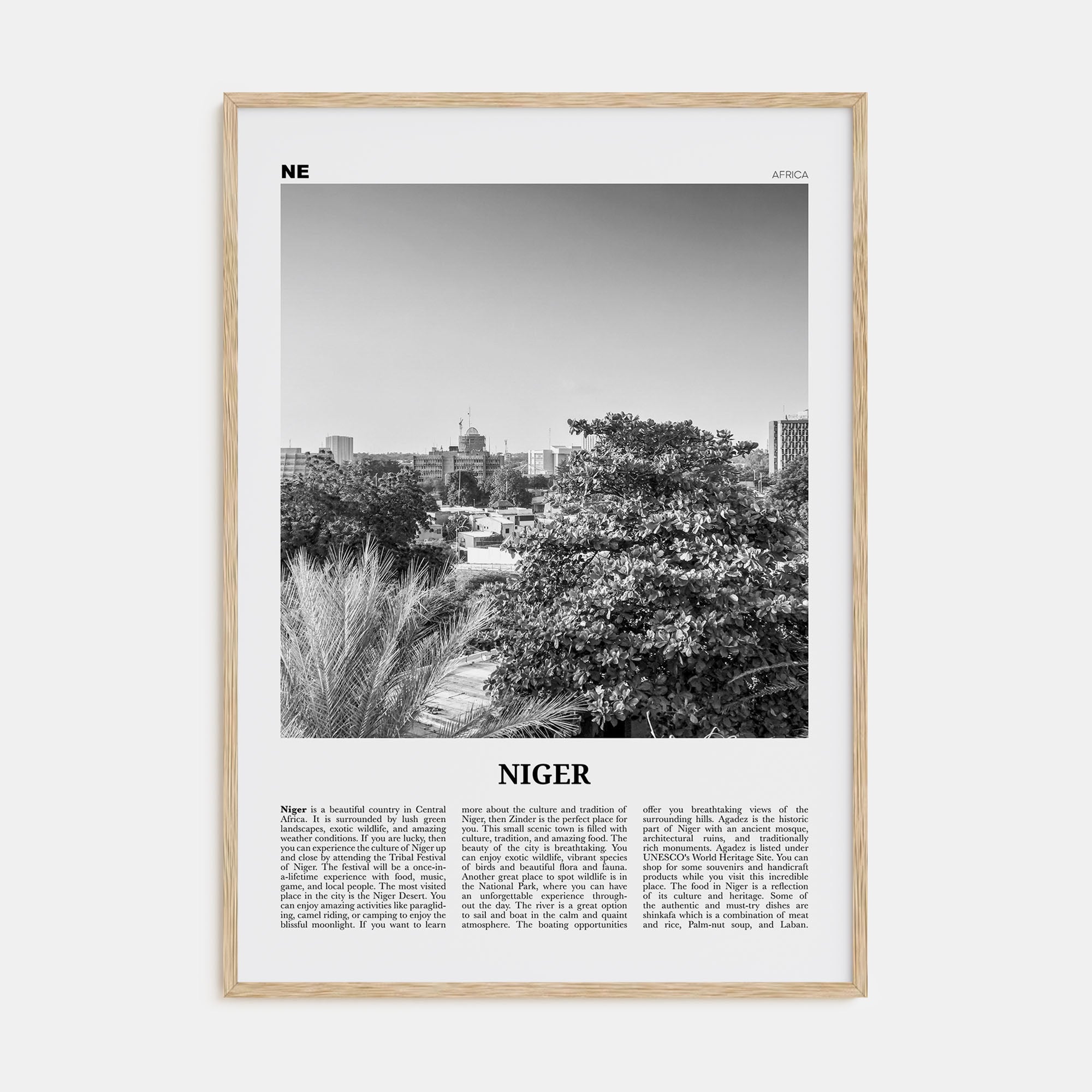 Niger Travel B&W Poster