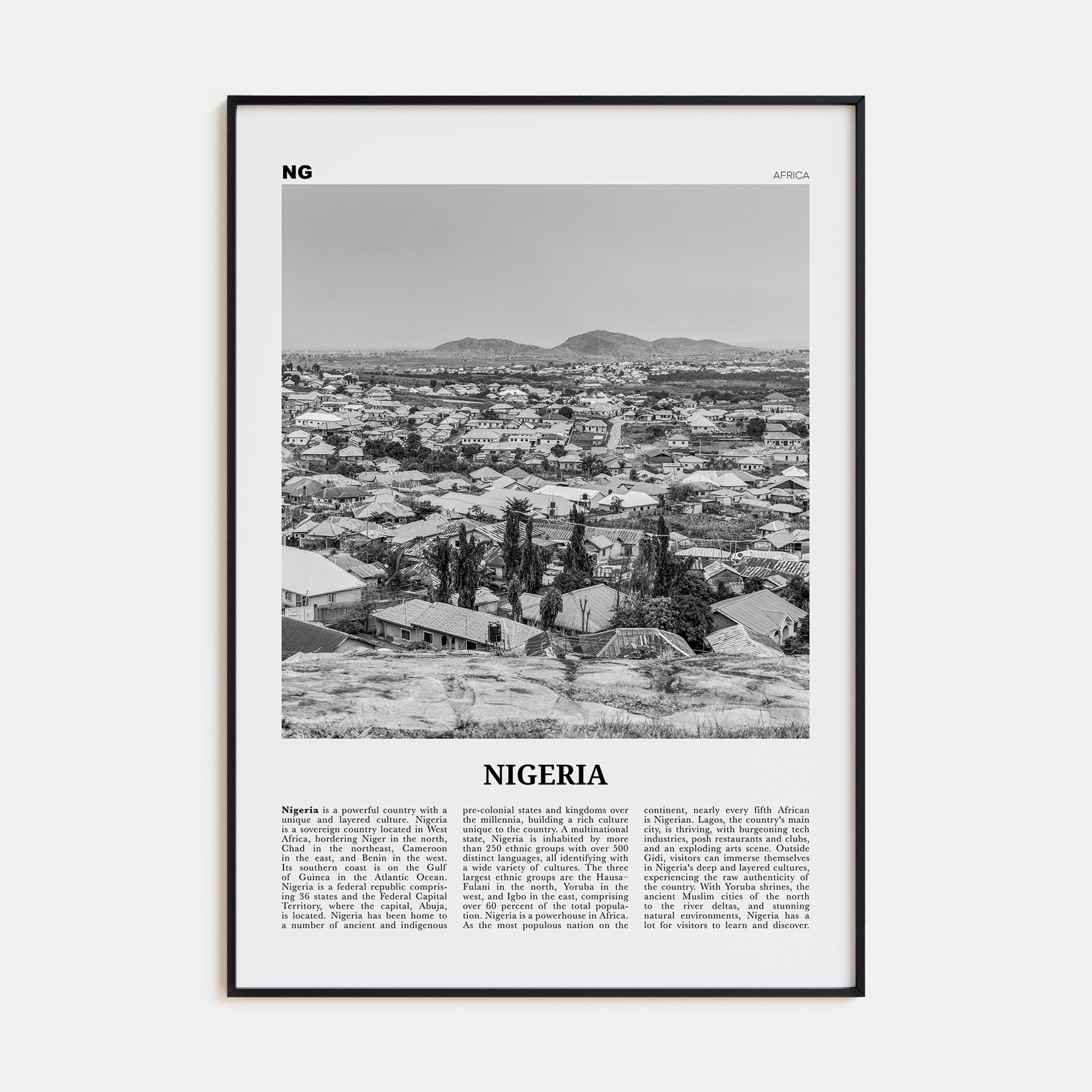 Nigeria Travel B&W No 2 Poster