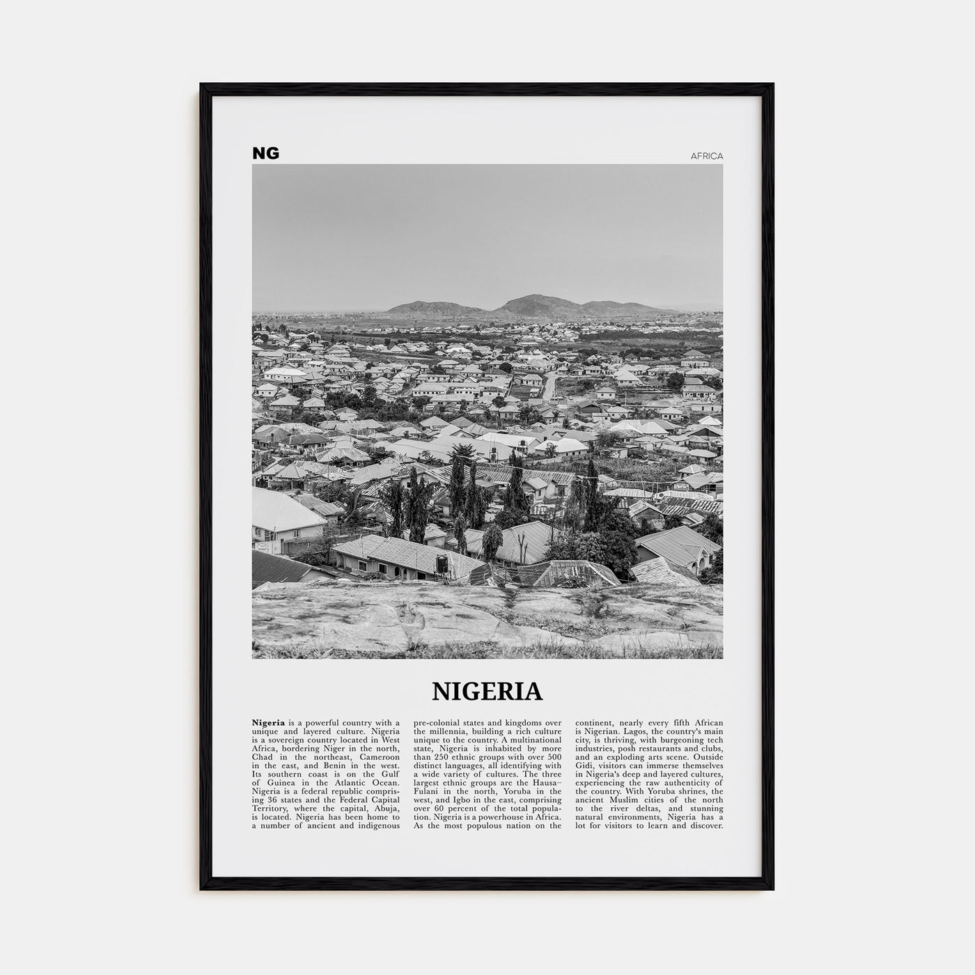 Nigeria Travel B&W No 2 Poster