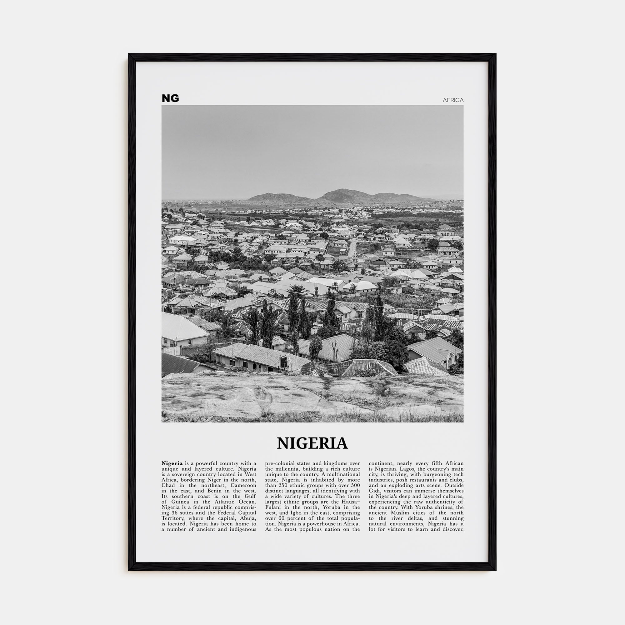 Nigeria Travel B&W No 2 Poster