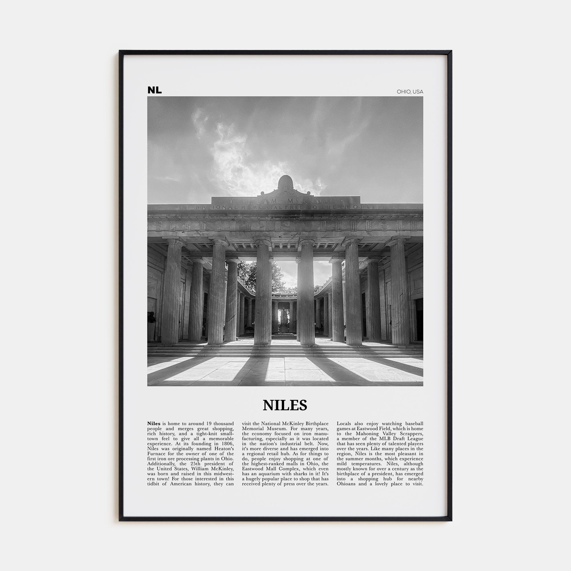 Niles Travel B&W Poster