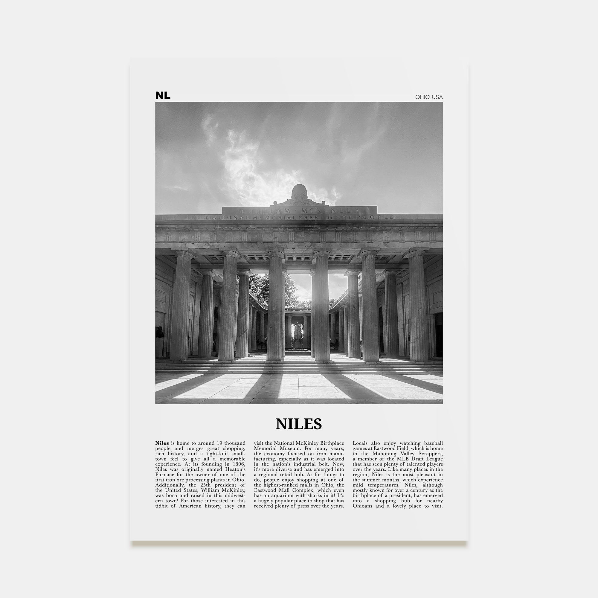 Niles Travel B&W Poster