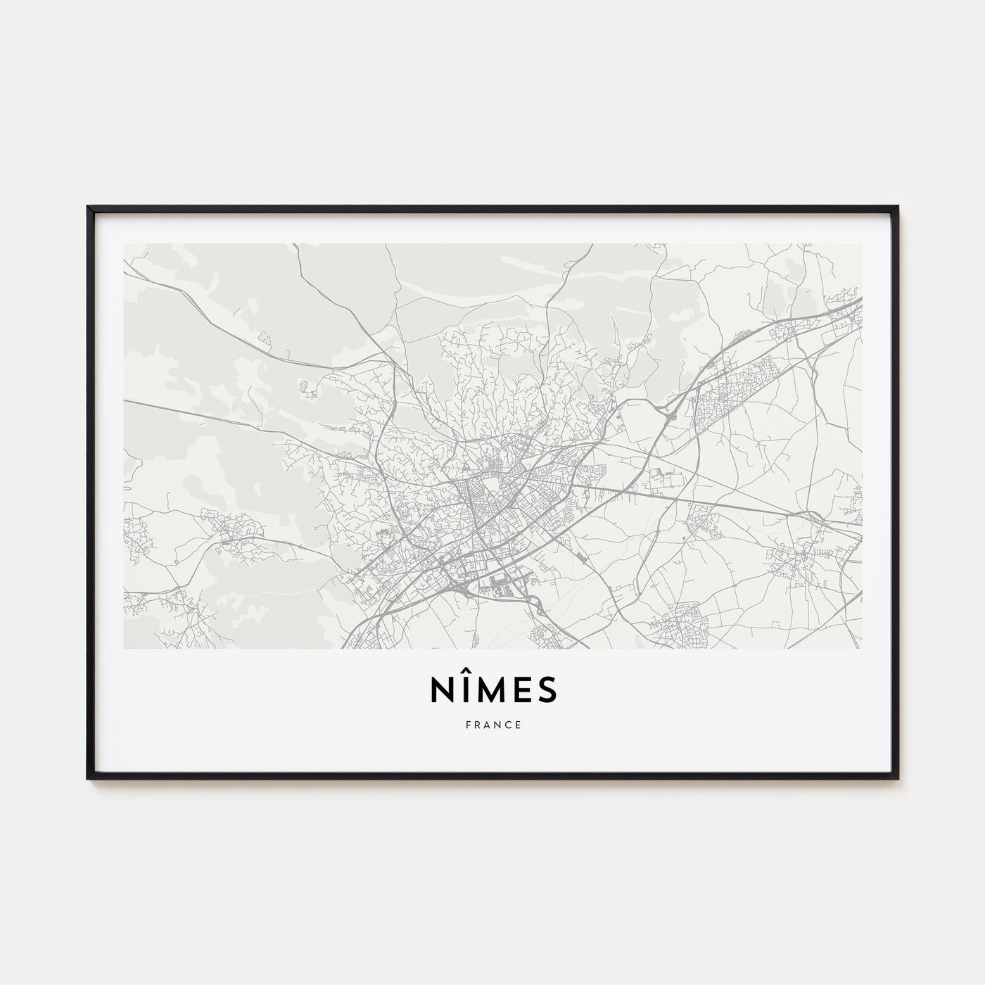 Nîmes Map Landscape Poster