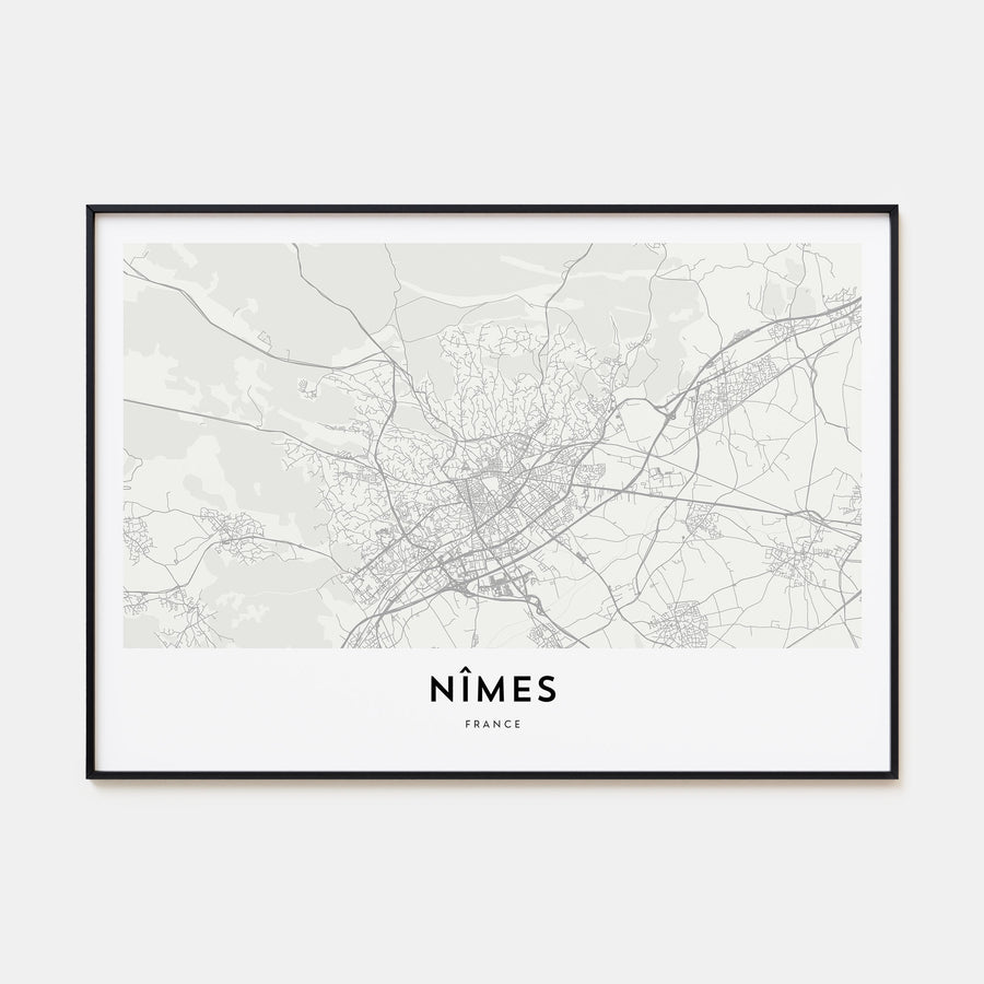 Nîmes Map Landscape Poster