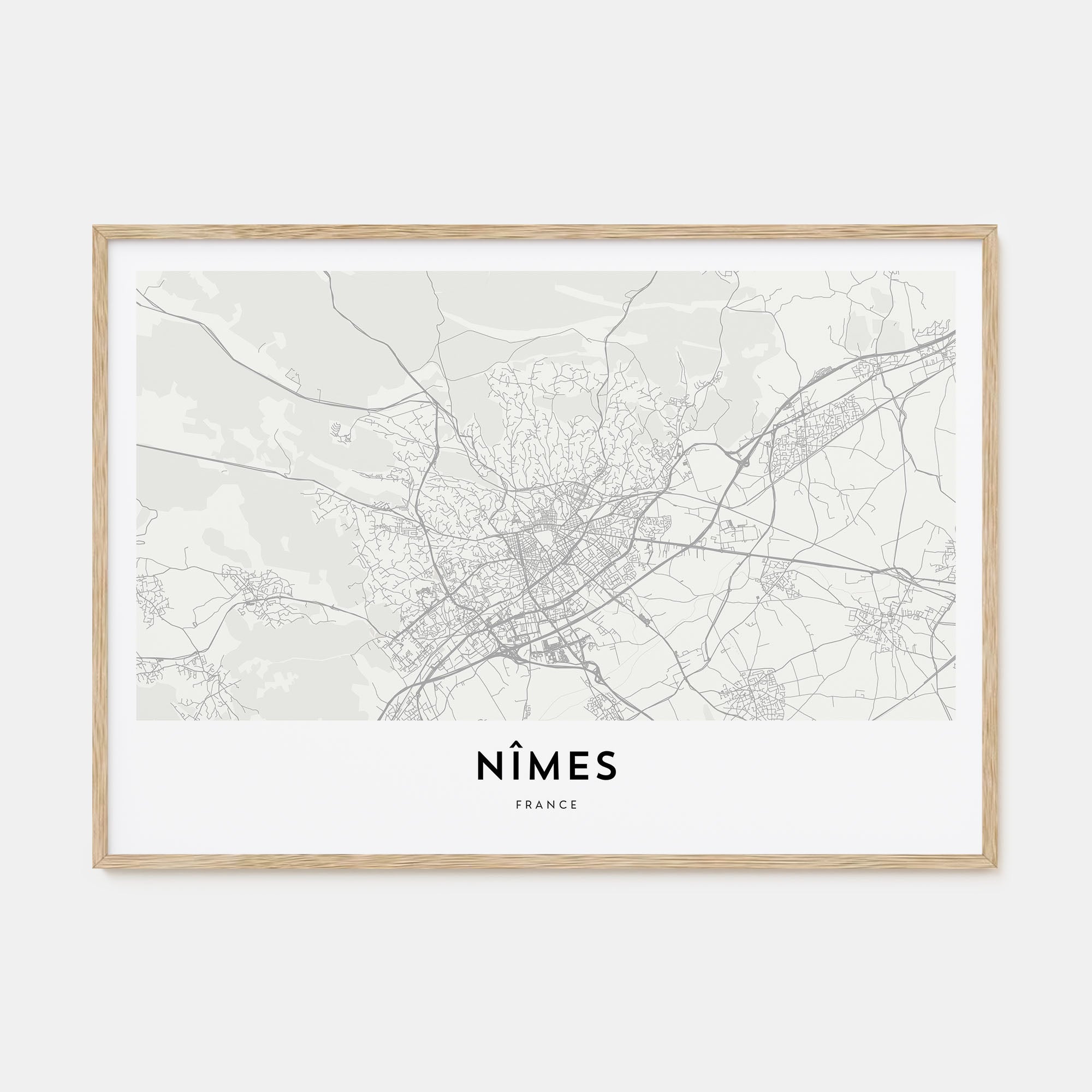 Nîmes Map Landscape Poster