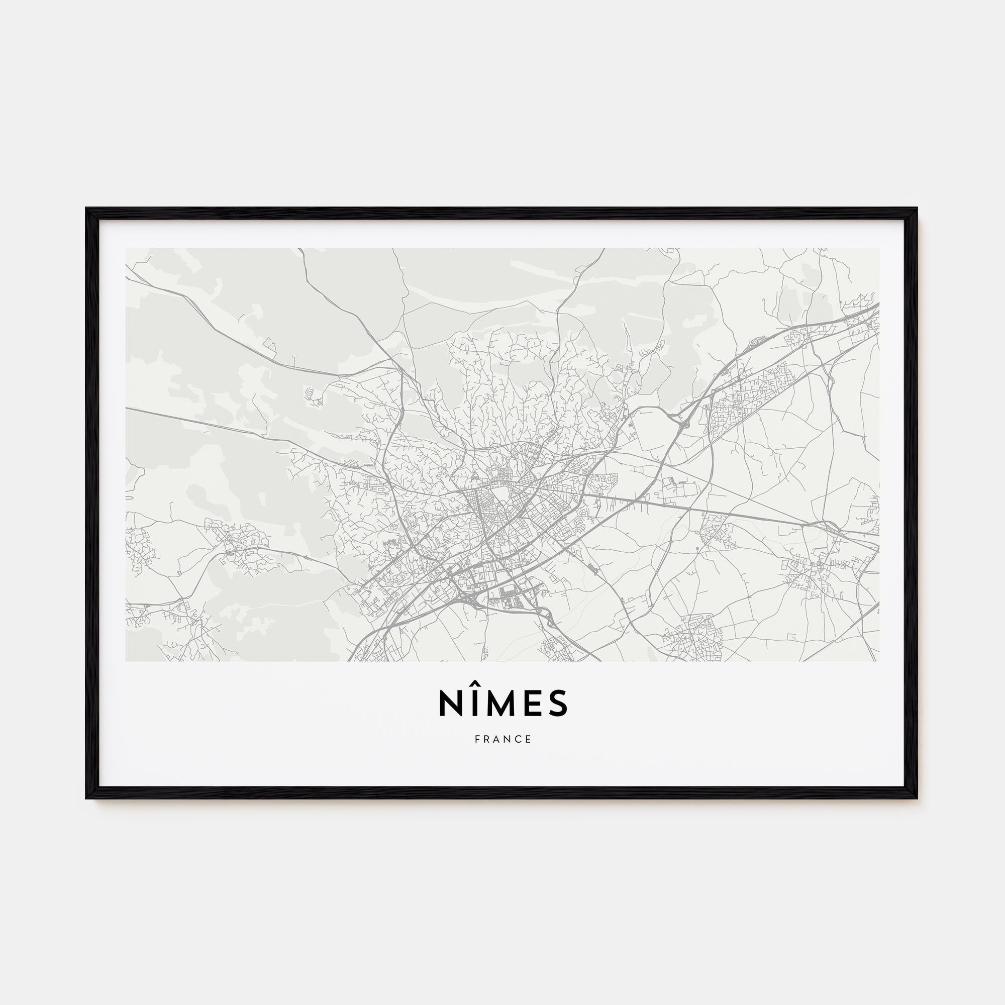 Nîmes Map Landscape Poster