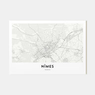Nîmes Map Landscape Poster