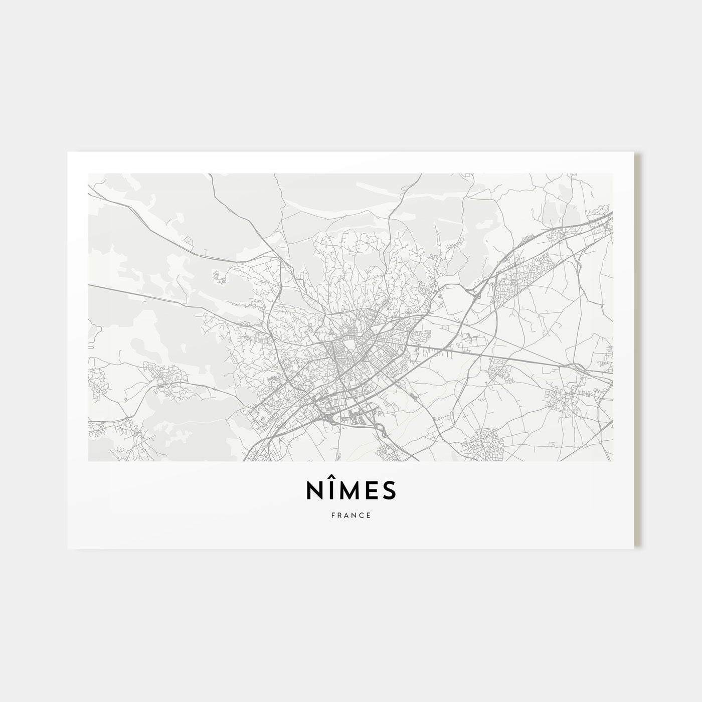 Nîmes Map Landscape Poster