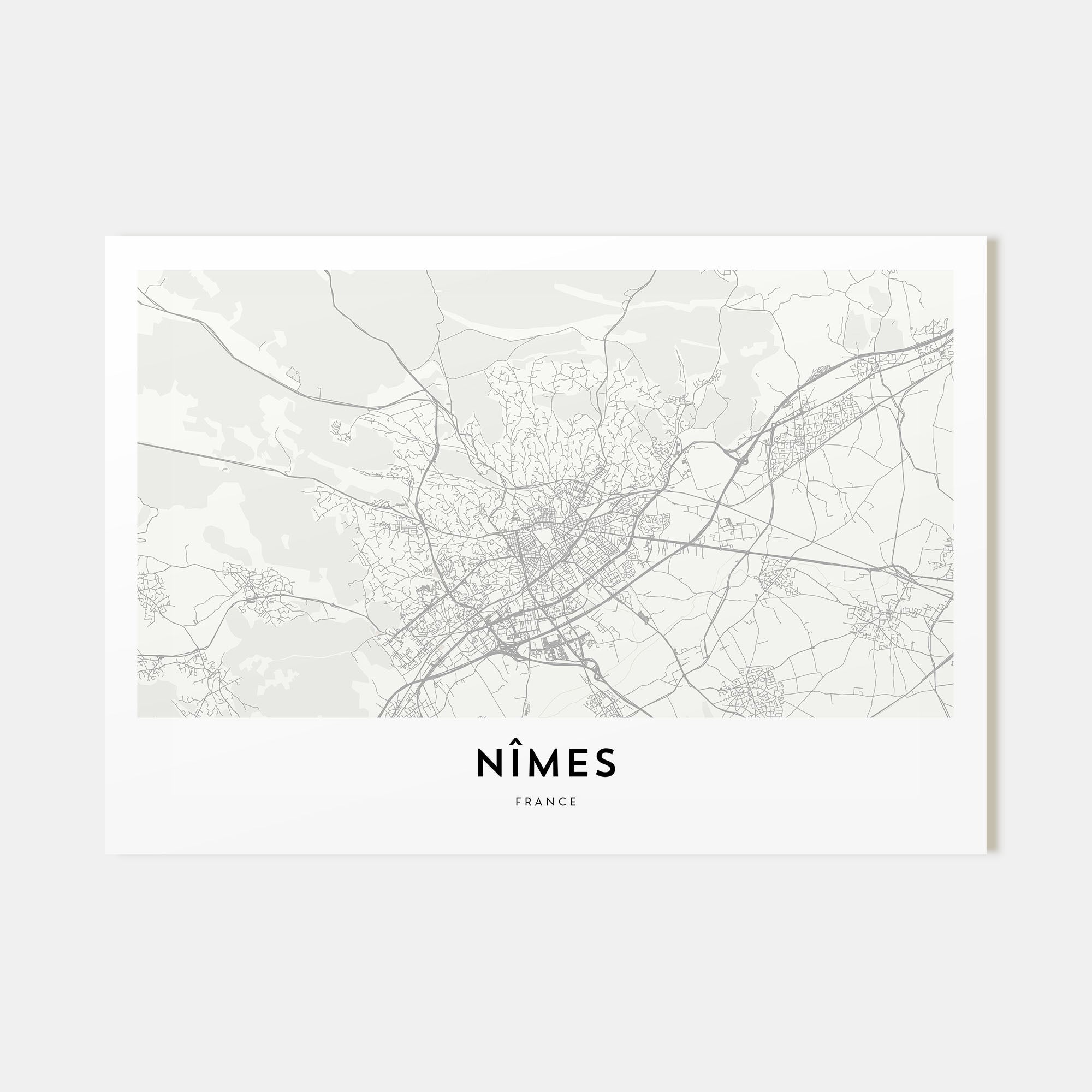 Nîmes Map Landscape Poster