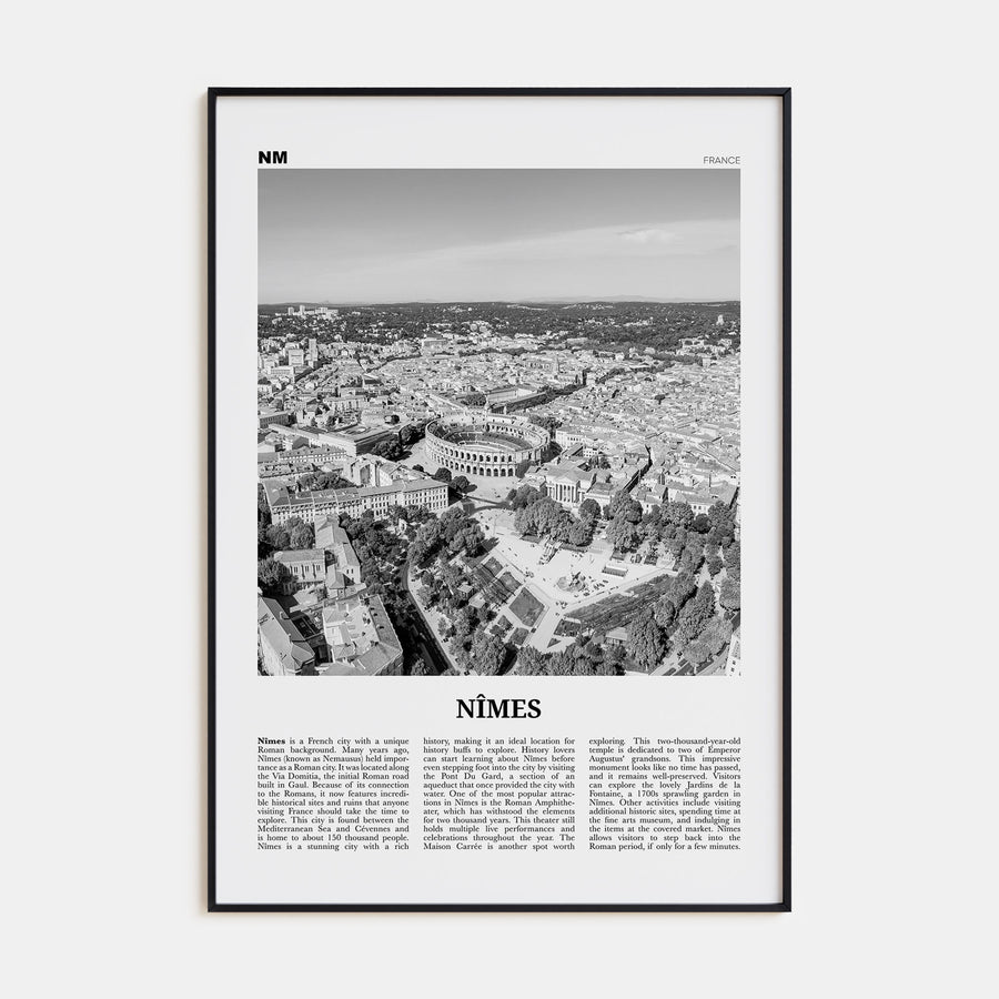 Nîmes Travel B&W Poster