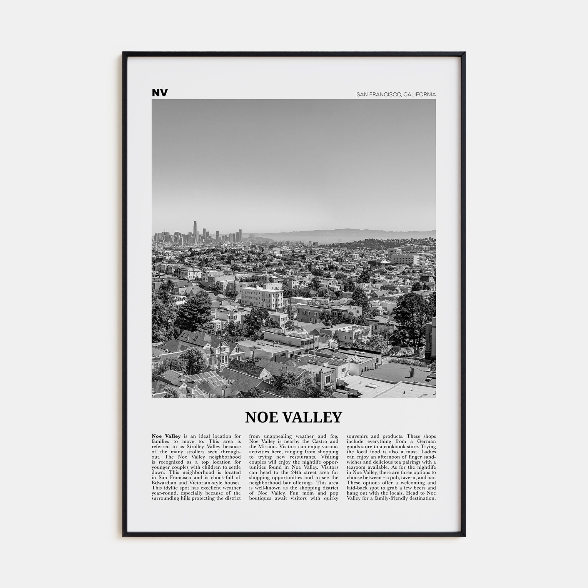 Noe Valley Travel B&W Poster