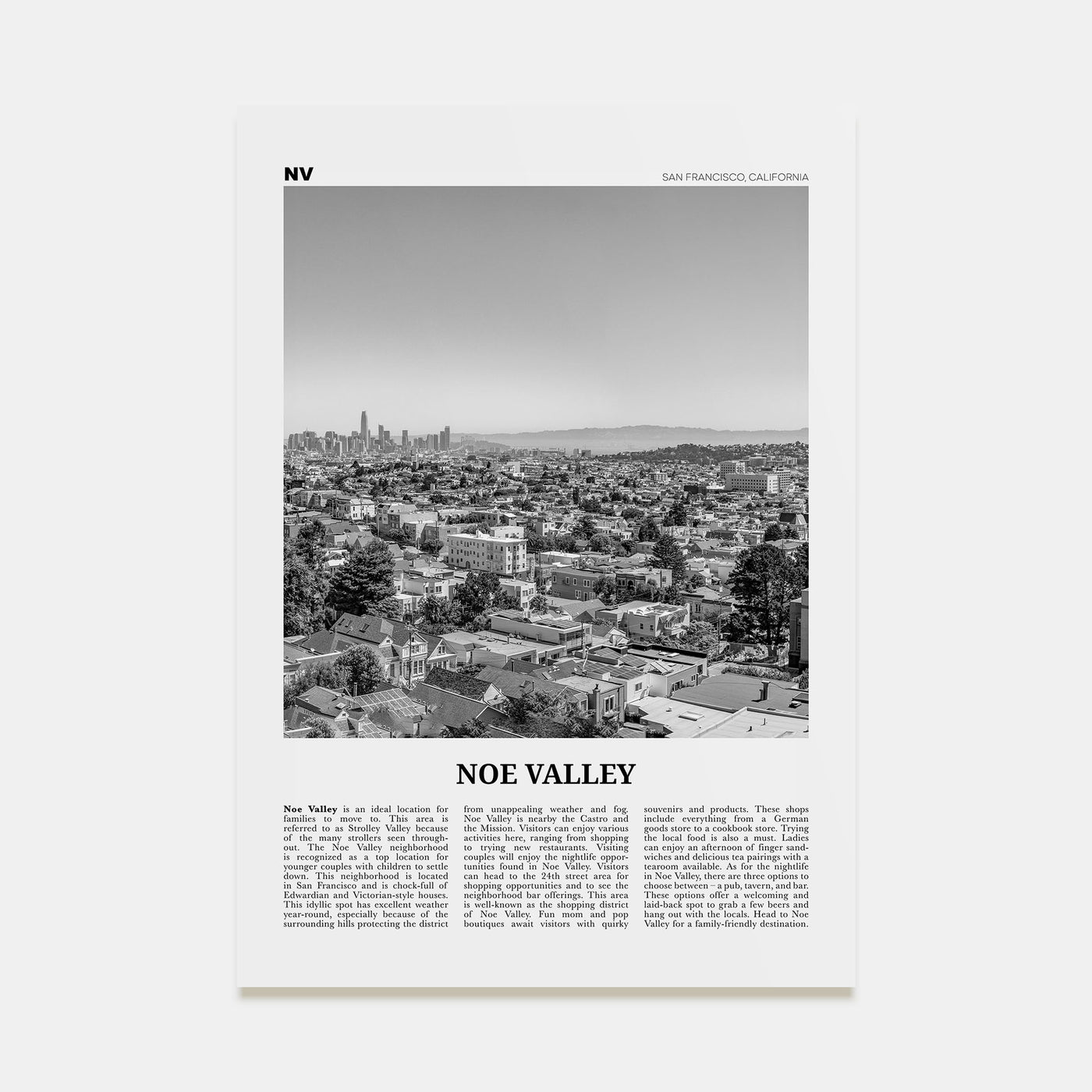 Noe Valley Travel B&W Poster