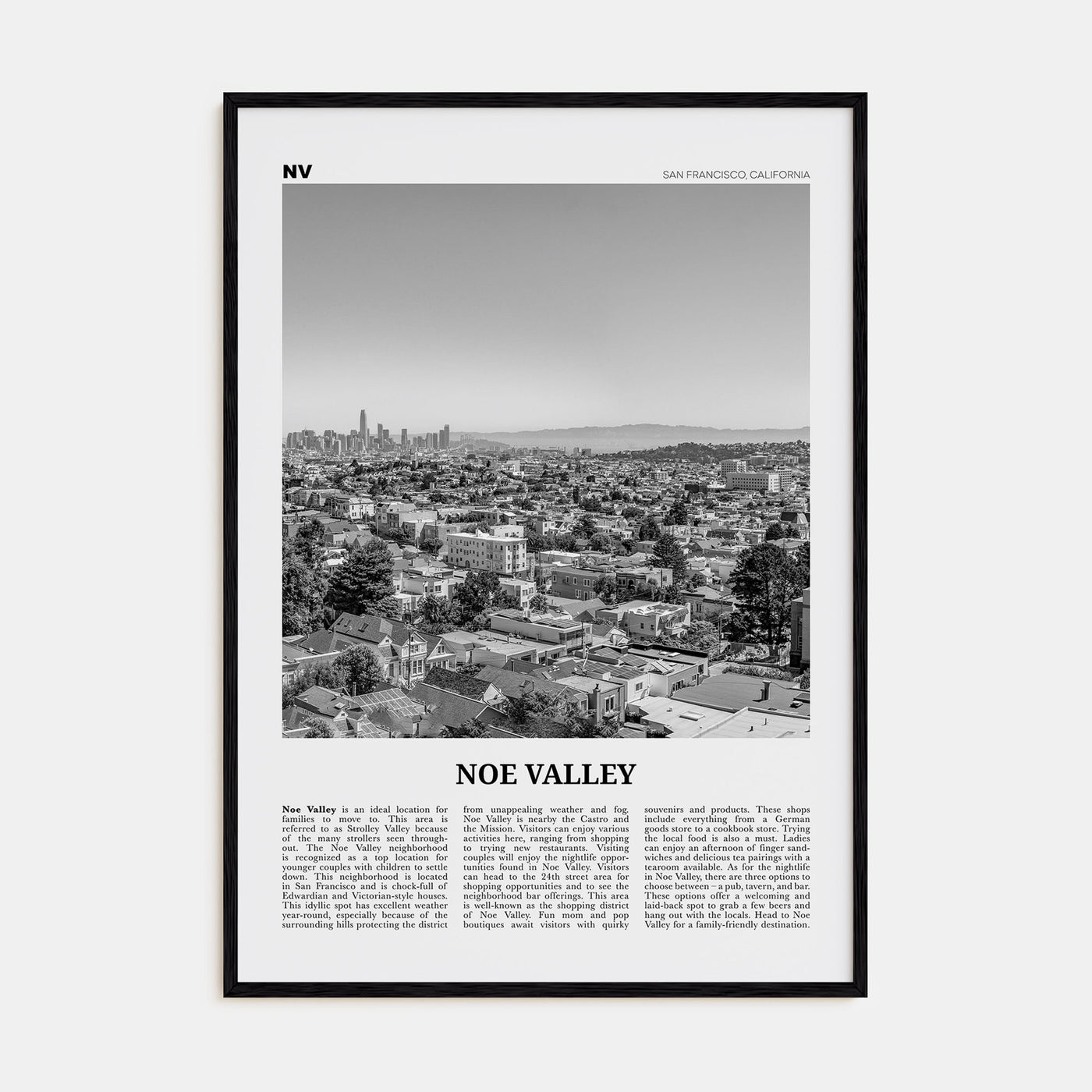 Noe Valley Travel B&W Poster