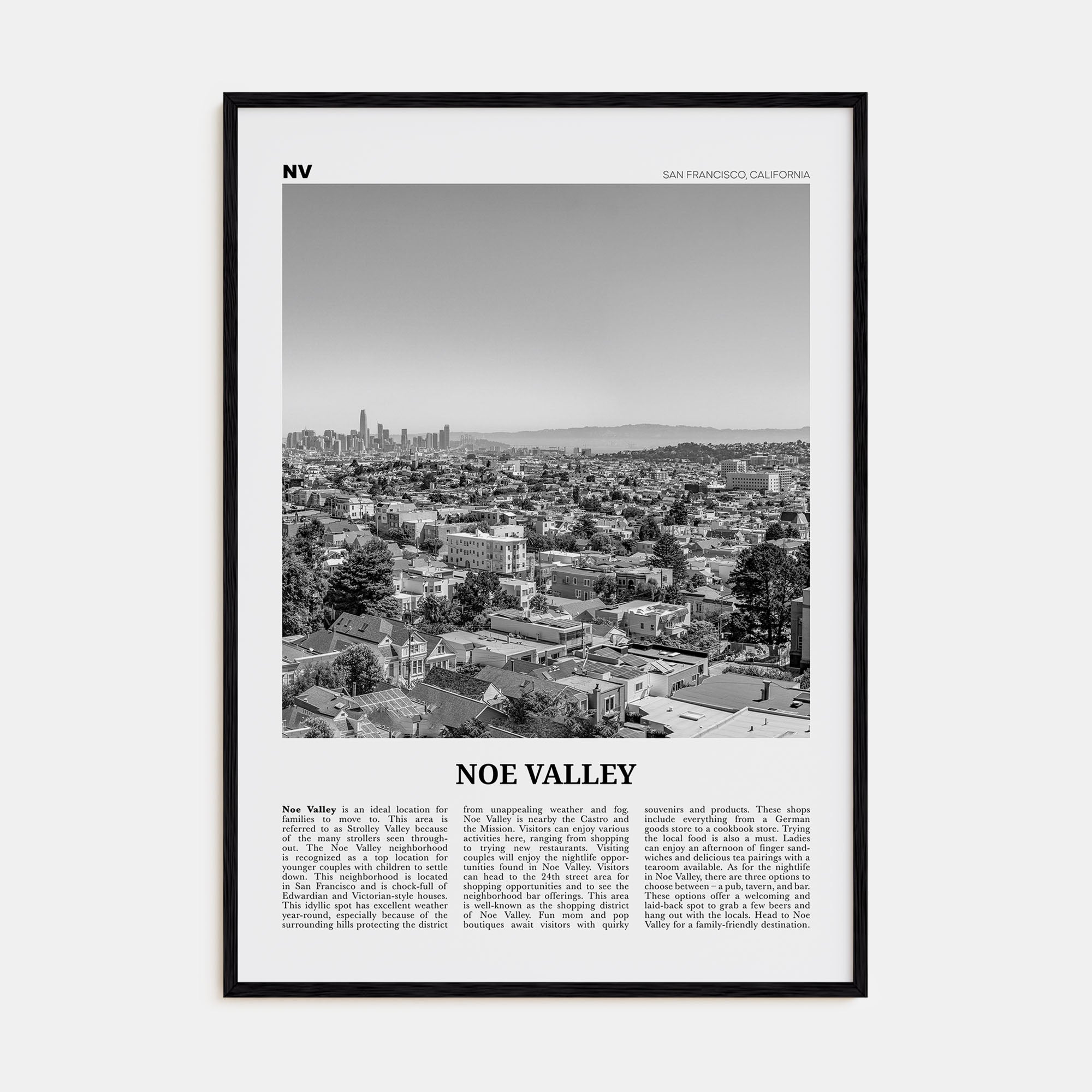 Noe Valley Travel B&W Poster