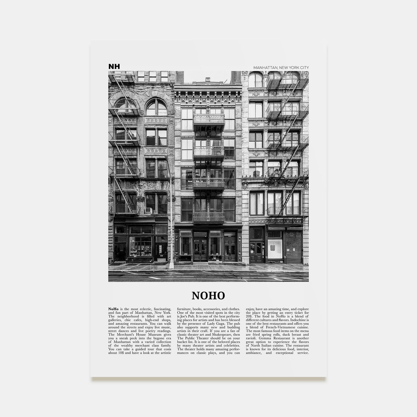 NoHo Travel B&W Poster