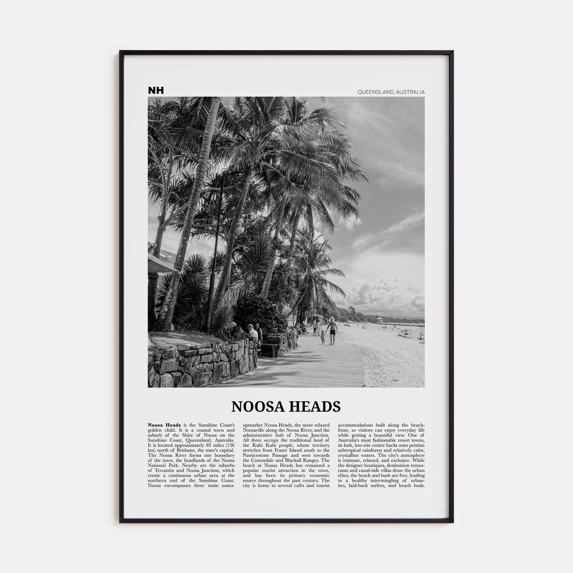 Noosa Heads Travel B&W No 2 Poster
