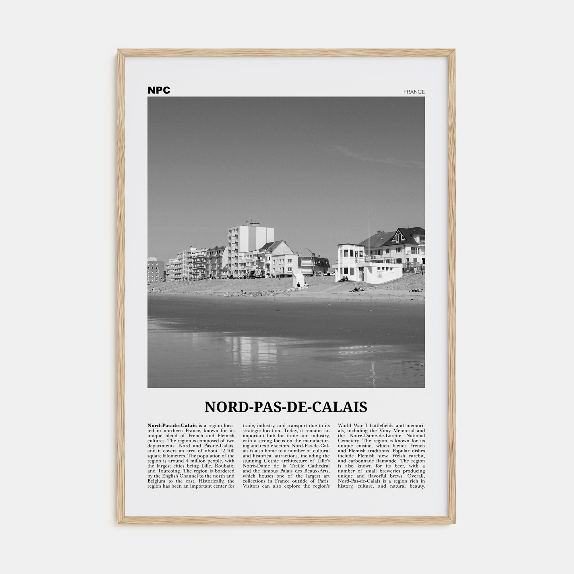 Nord-Pas-de-Calais Travel B&W Poster