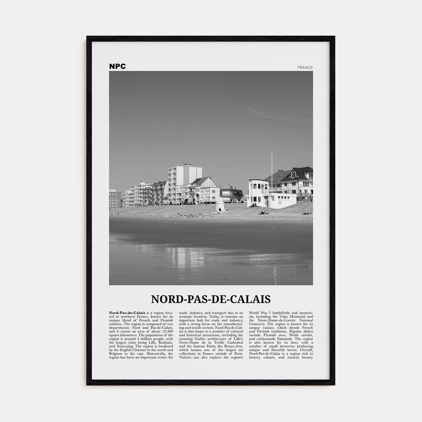 Nord-Pas-de-Calais Travel B&W Poster
