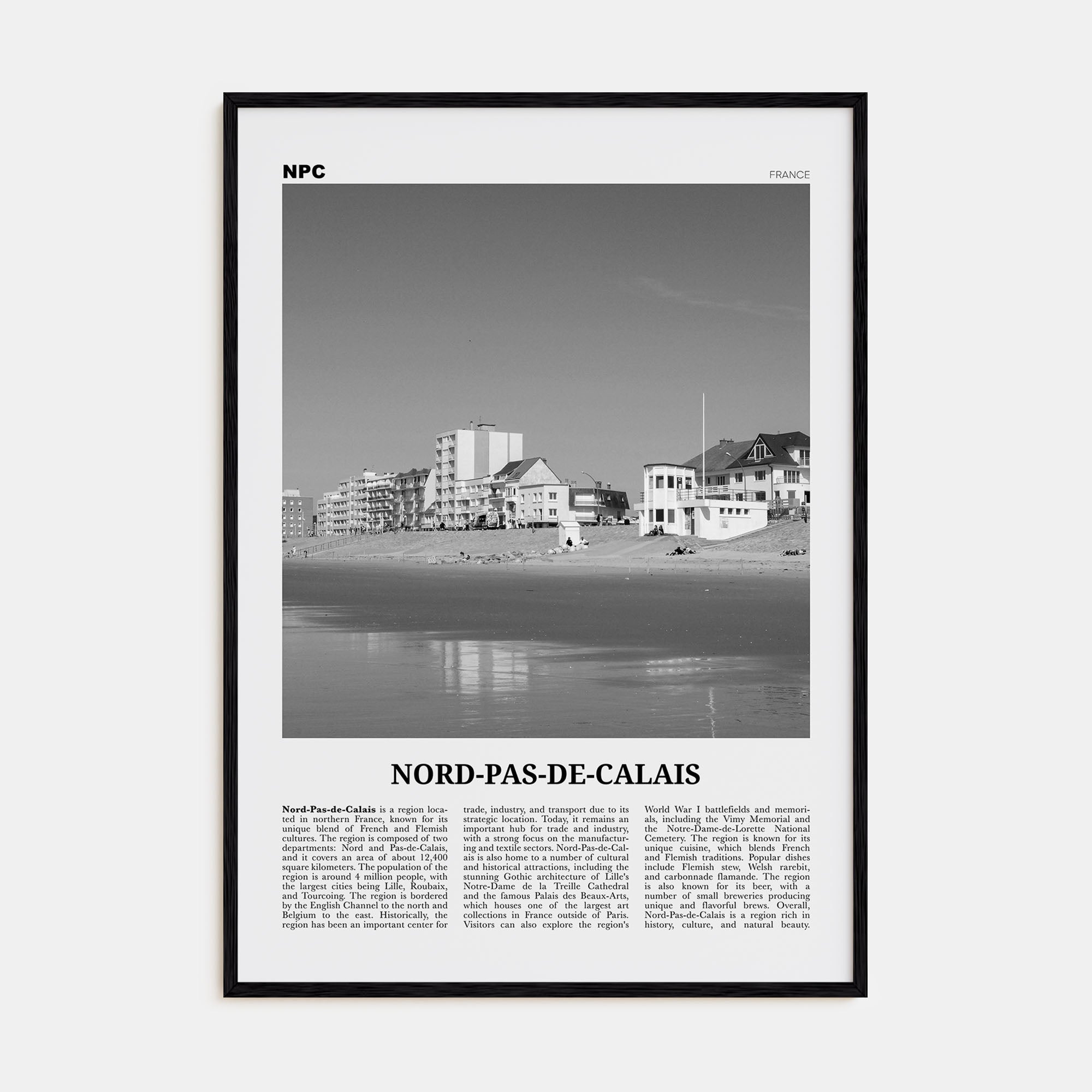 Nord-Pas-de-Calais Travel B&W Poster
