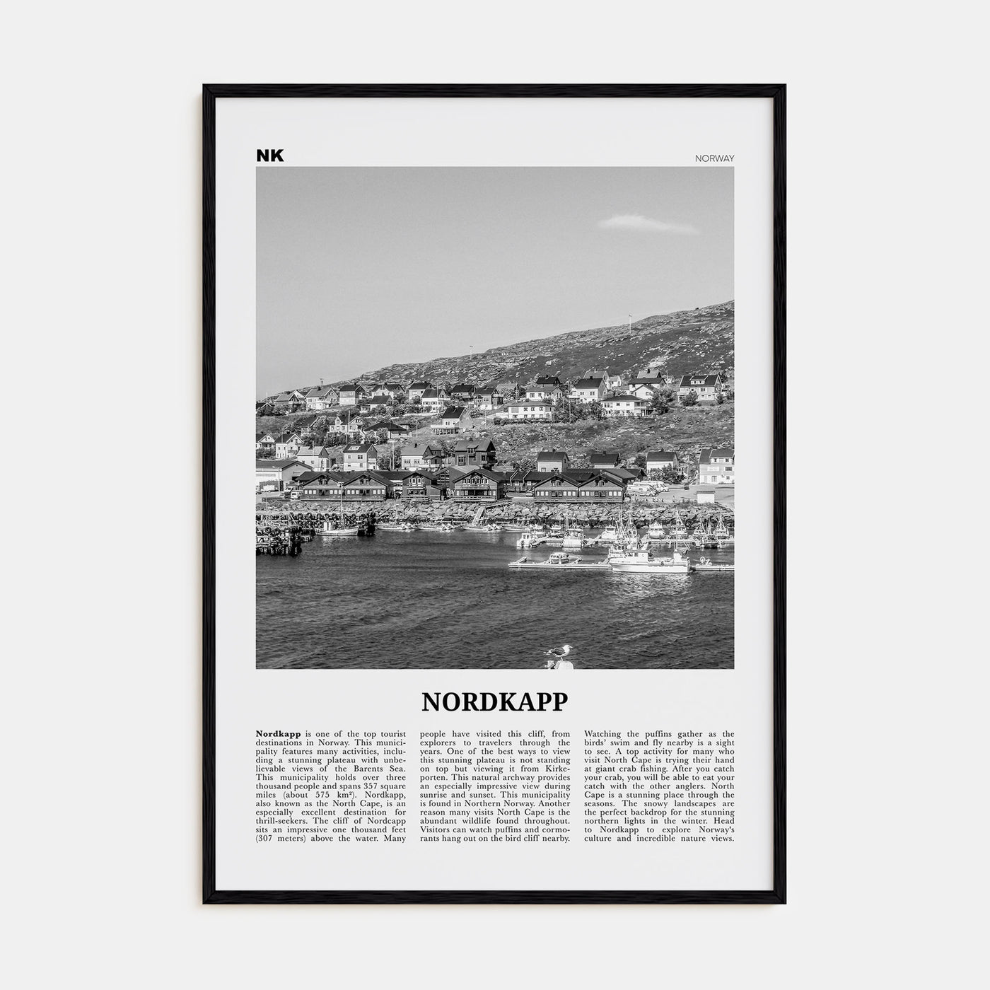 Nordkapp Travel B&W Poster