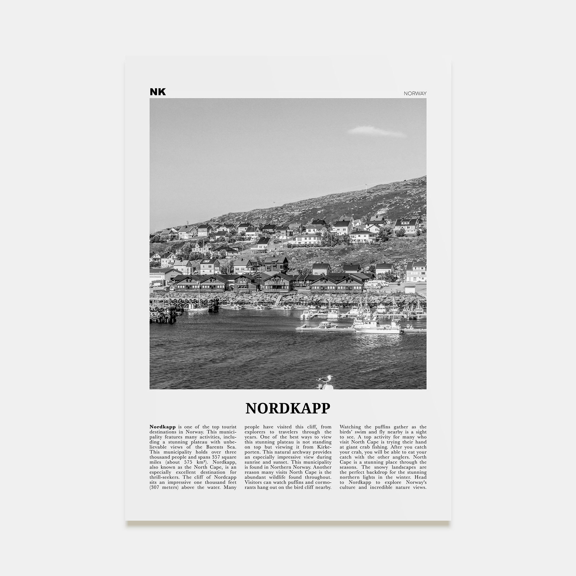Nordkapp Travel B&W Poster