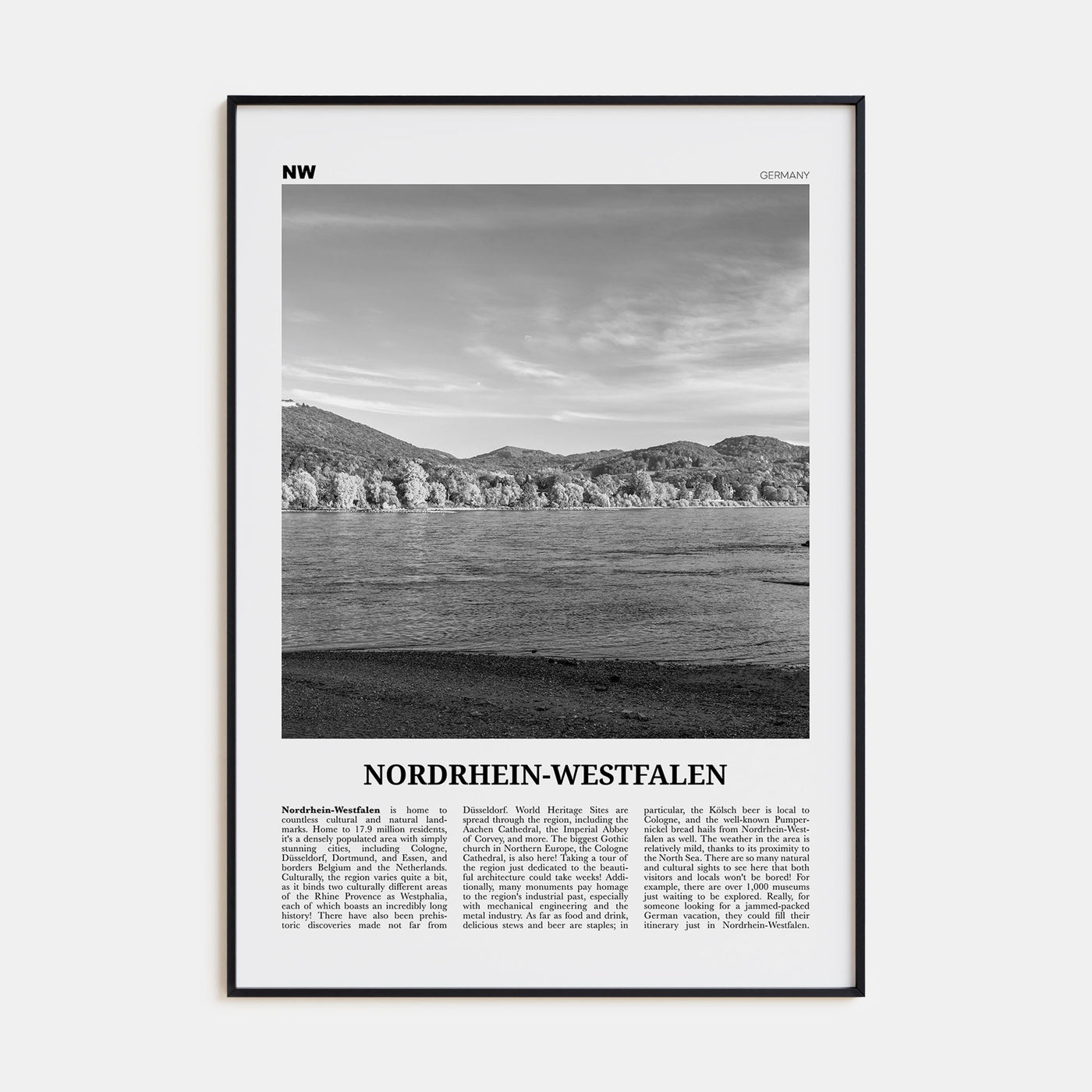 Nordrhein-Westfalen Travel B&W Poster