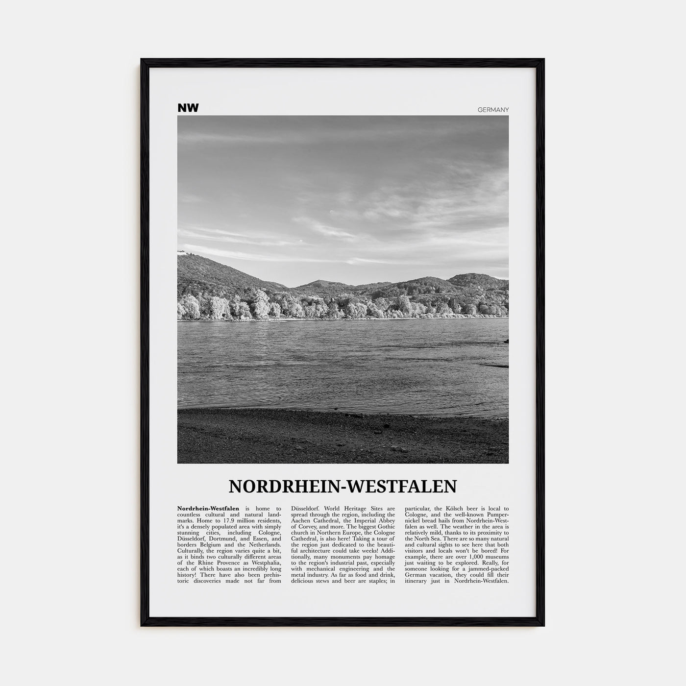 Nordrhein-Westfalen Travel B&W Poster