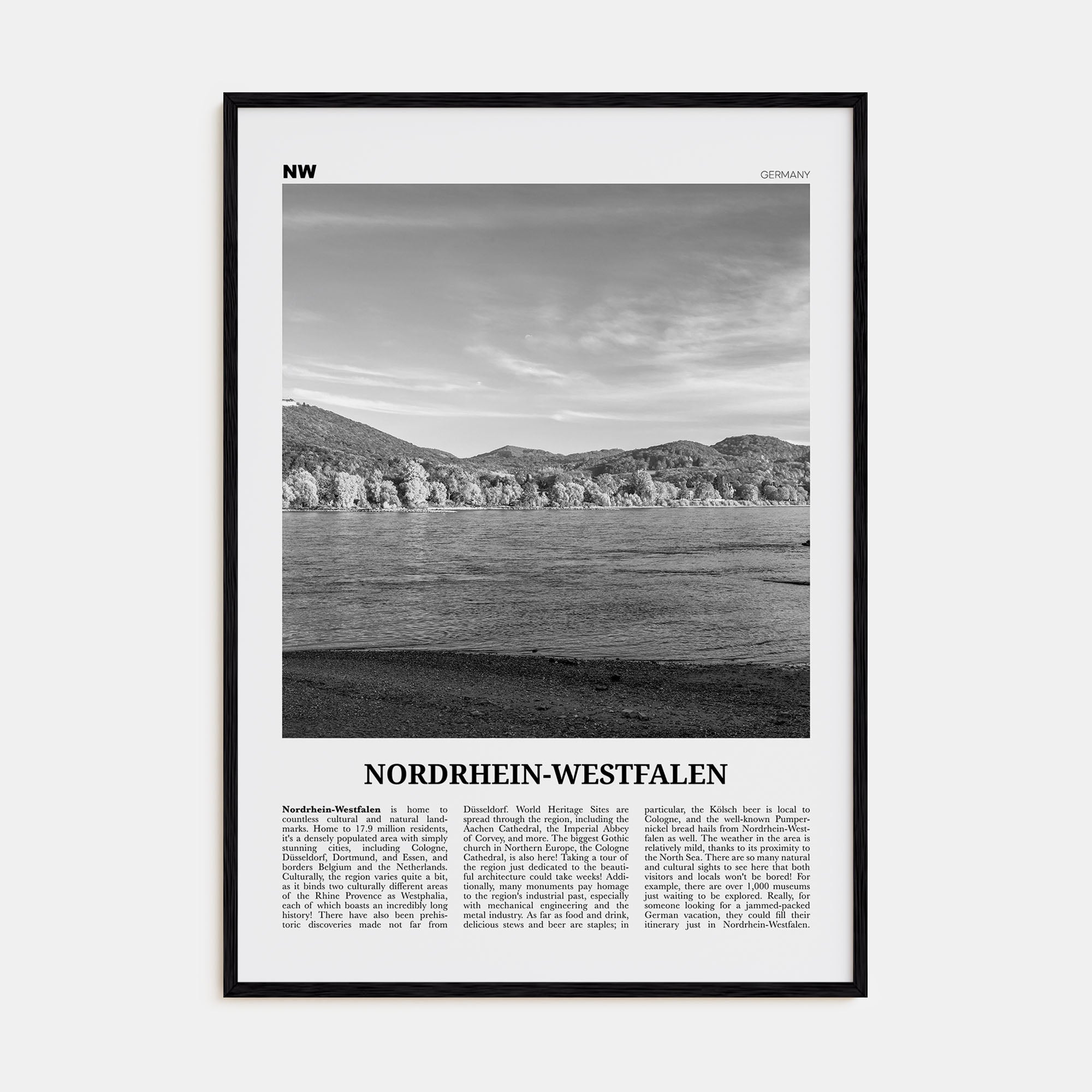 Nordrhein-Westfalen Travel B&W Poster