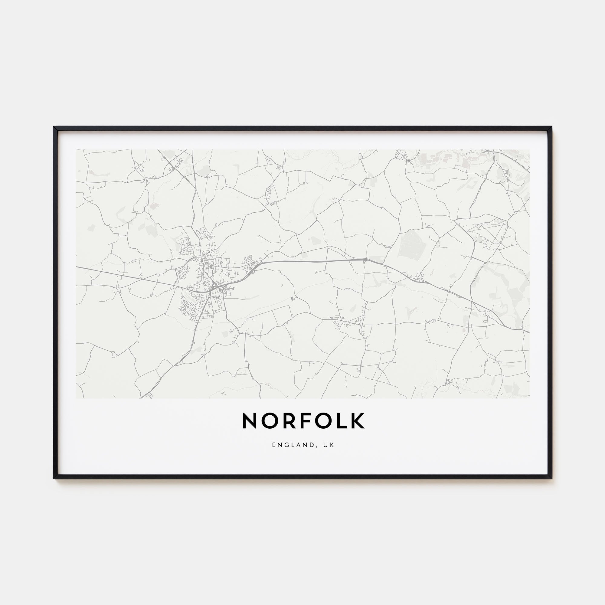 Norfolk, England Map Landscape Poster