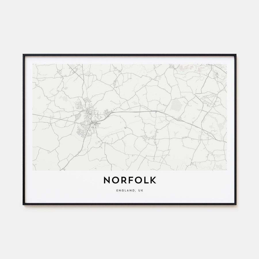 Norfolk, England Map Landscape Poster