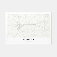 Norfolk, England Map Landscape Poster