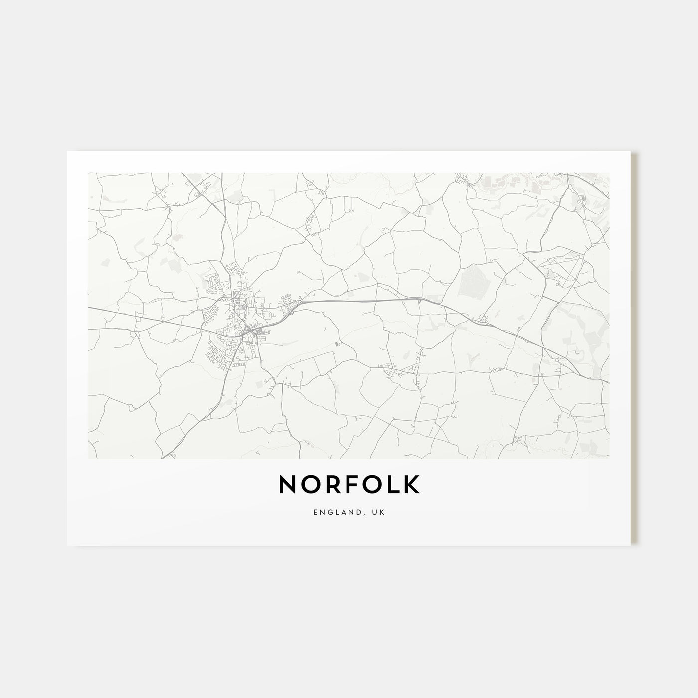 Norfolk, England Map Landscape Poster
